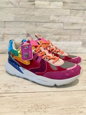 KURT GEIGER LONDON Suede Kurt Runner Sneakers Size 35.5EU-5.5US RAINBOW New